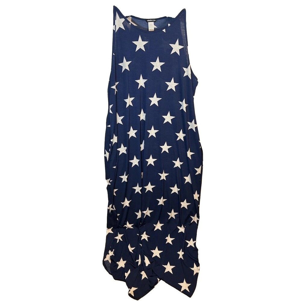 Heimish U.S.A. Women’s 2XL Navy Blue White Stars Maxi Dress Sleeveless Pockets - Picture 6 of 13